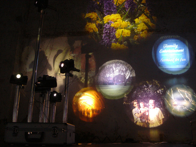  '120 Days & Nights of Staggering & Stammering: All the Fun of the Family' (SLR film Cameras, Slides. LED spotlights. + as a Digital Print)